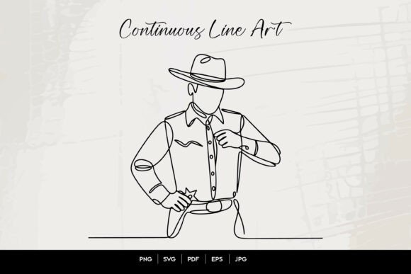 Confident Cowboy Sheriff Outline for Embroidery Projects