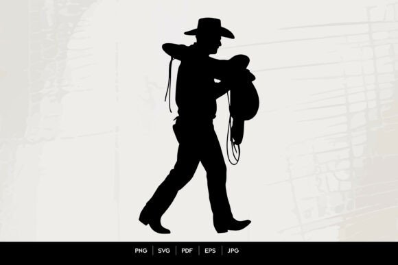 Cowboy Carrying Saddle Silhouette Art: A Designer’s Practical Take