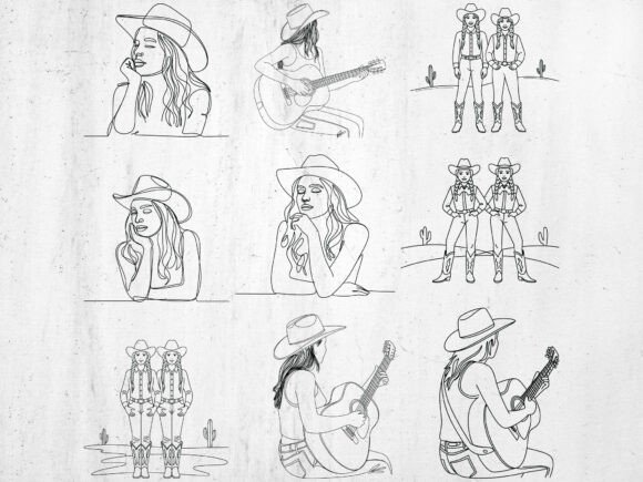 Cowgirl Line Art Svg Bundle Review for Real Embroidery Projects