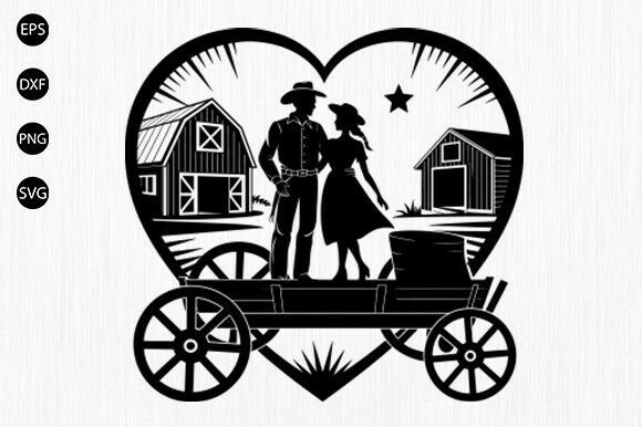 Rustic Western Couple SVG, Love Design Review