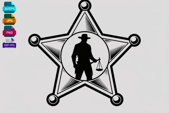 Sheriff Badge SVG Cowboy Silhouette Law
