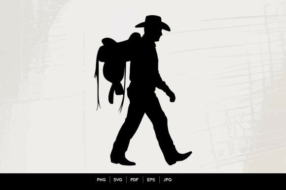 Walking Cowboy with Saddle Silhouette Review