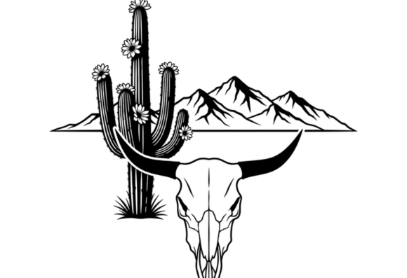 Western Bull Skull Cactus Mountains SVG Review for Real Projects
