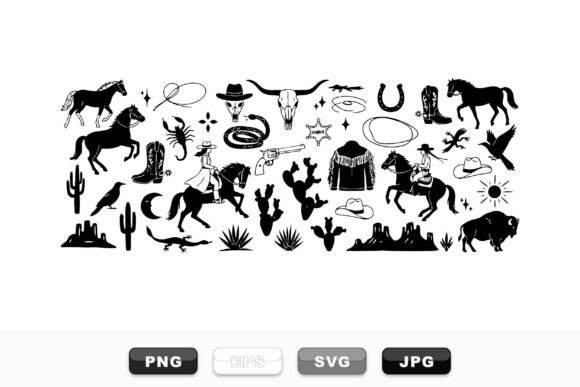 Western Cowboy Icon Pack for Real Embroidery Projects
